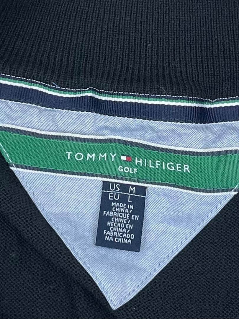 Pull 1/4 Zip Tommy Hilfiger Homme L - Noir - Coton - Très bon état - Ts0182 - amifrip