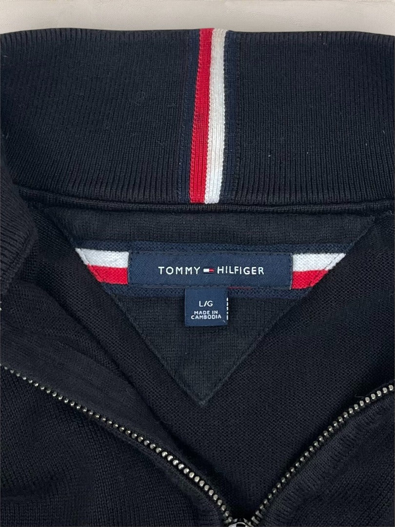 Pull 1/4 zip Tommy Hilfiger - Homme L - Noir - Coton - Ts0215 - amifrip