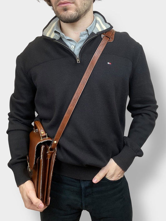 Pull 1/4 zip Tommy Hilfiger - homme L - Noir - Très bon état - Ts0141 - amifrip