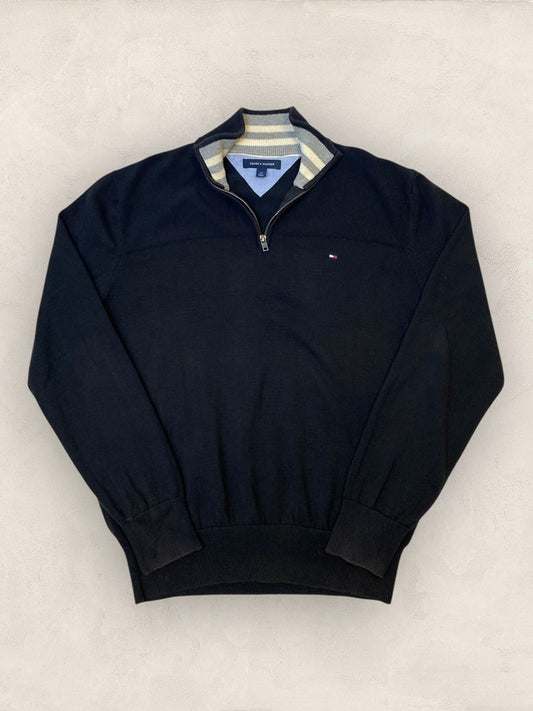 Pull 1/4 zip Tommy Hilfiger - homme L - Noir - Très bon état - Ts0141 - amifrip