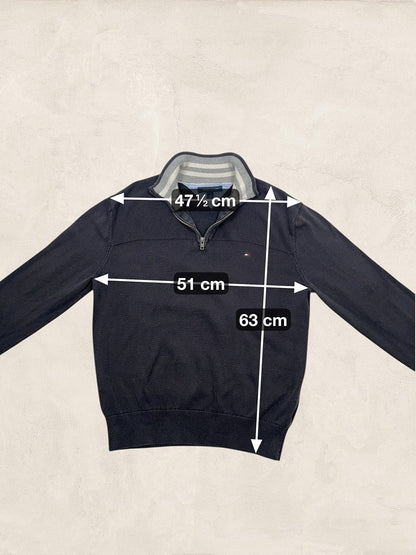 Pull 1/4 Zip Tommy Hilfiger Homme L Noir - Très bon état - Ts0163 - amifrip