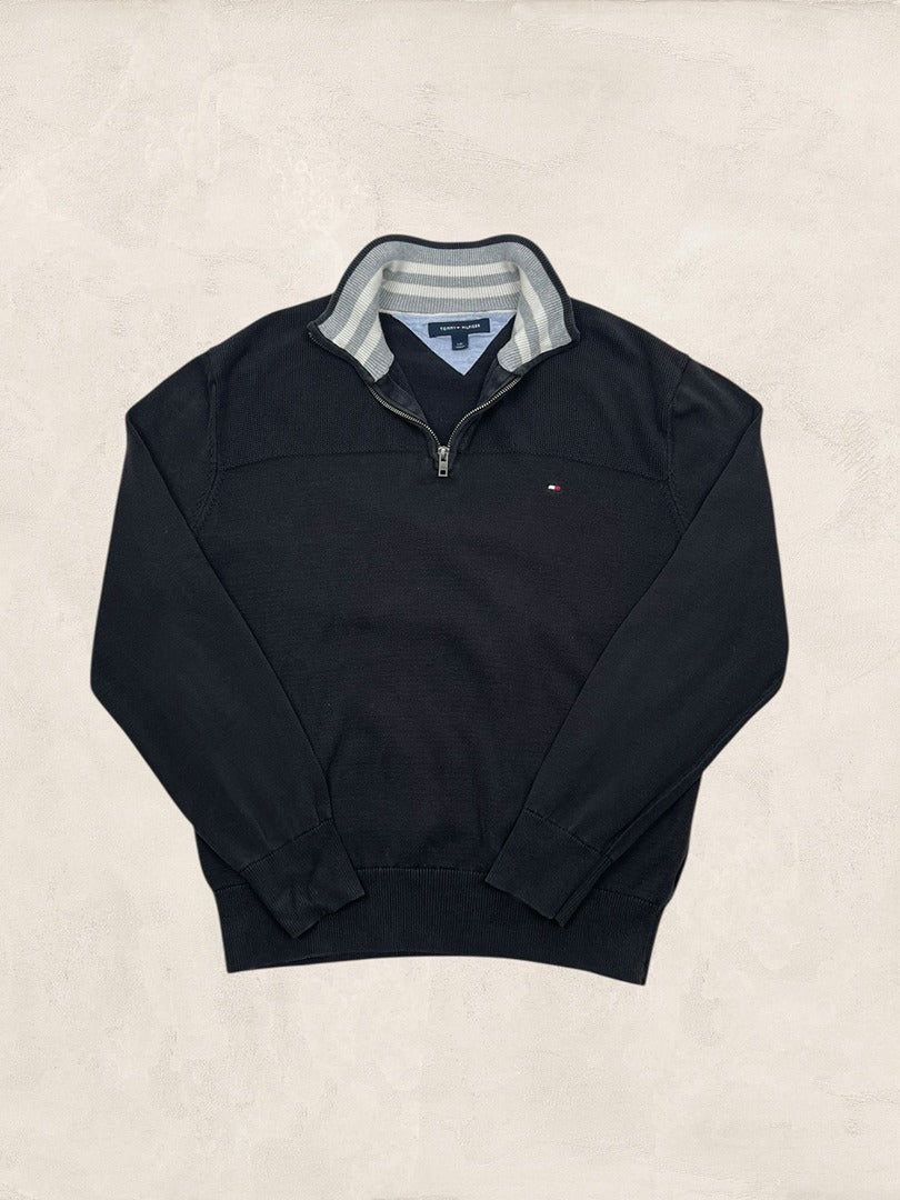 Pull 1/4 Zip Tommy Hilfiger Homme L Noir - Très bon état - Ts0163 - amifrip