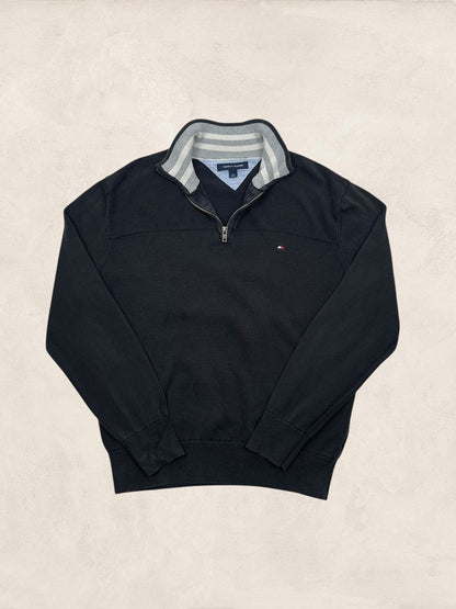 Pull 1/4 Zip Tommy Hilfiger Homme L Noir - Très bon état - Ts0163 - amifrip
