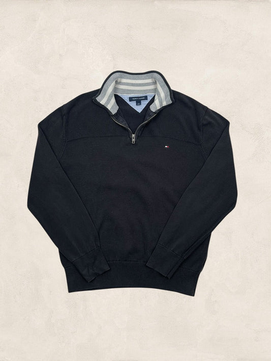 Pull 1/4 Zip Tommy Hilfiger Homme L Noir - Très bon état - Ts0163 - amifrip