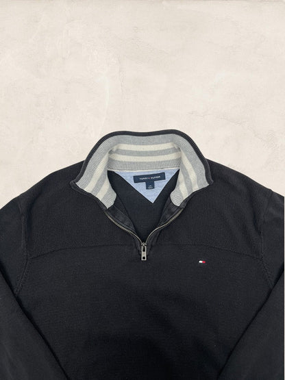 Pull 1/4 Zip Tommy Hilfiger Homme L Noir - Très bon état - Ts0163 - amifrip
