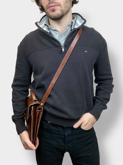 Pull 1/4 Zip Tommy Hilfiger Homme L Noir - Très bon état - Ts0163 - amifrip