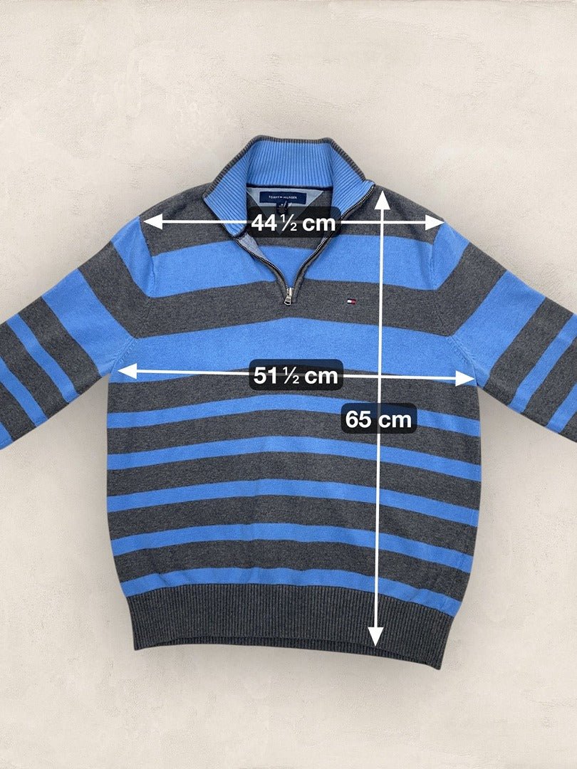 Pull 1/4 zip Tommy Hilfiger homme M - bleu et gris - Très bon état - Ts0146 - amifrip