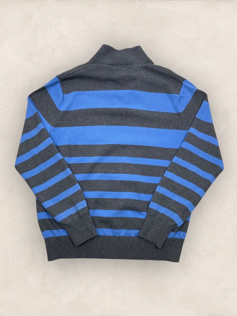 Pull 1/4 zip Tommy Hilfiger homme M - bleu et gris - Très bon état - Ts0146 - amifrip