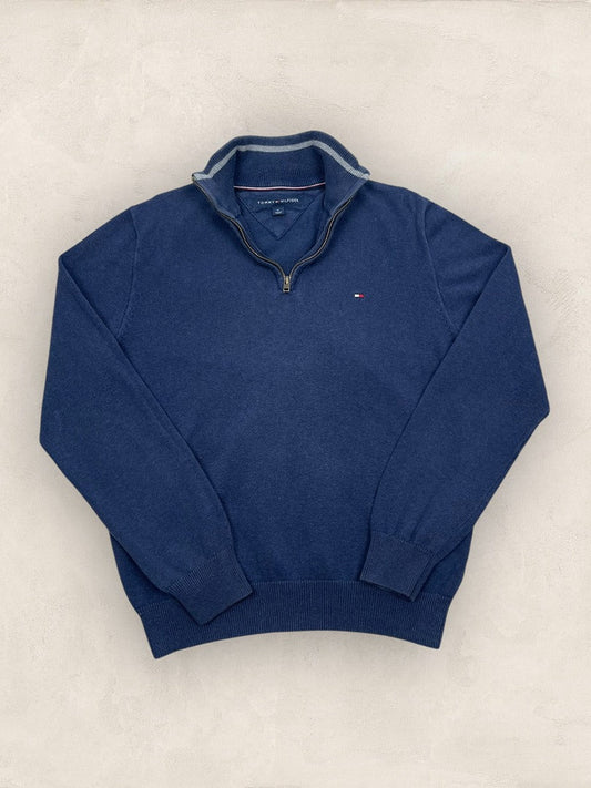 Pull 1/4 zip Tommy Hilfiger homme M - Bleu marine - Très bon état - Ts0130 - amifrip