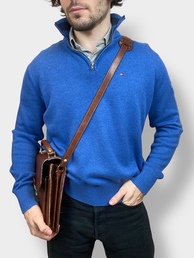 Pull 1/4 Zip Tommy Hilfiger Homme M - Bleu - Très Bon État - Ts0152 - amifrip