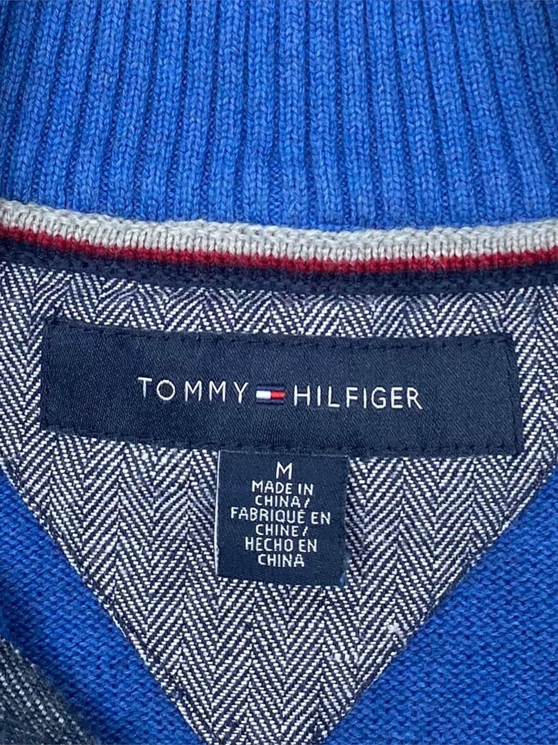 Pull 1/4 Zip Tommy Hilfiger Homme M - Bleu - Très Bon État - Ts0152 - amifrip