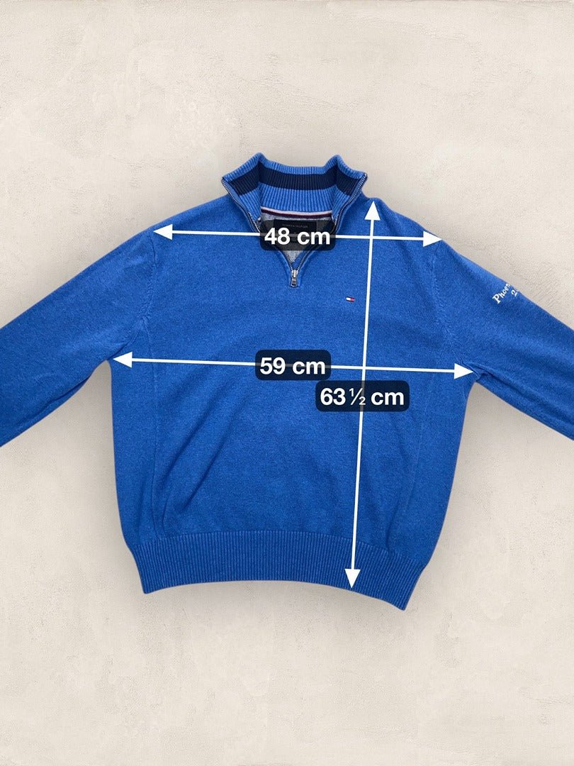 Pull 1/4 Zip Tommy Hilfiger Homme M - Bleu - Très Bon État - Ts0152 - amifrip