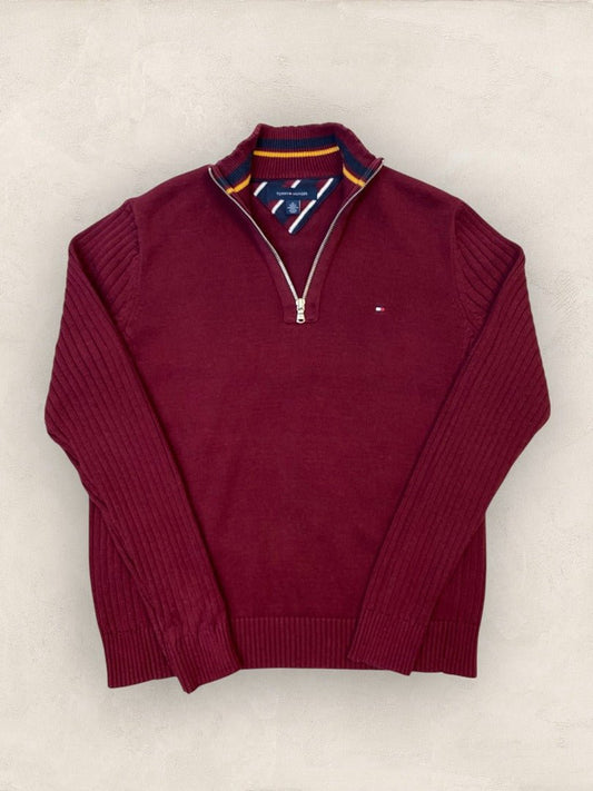 Pull 1/4 zip Tommy Hilfiger - homme M - bordeaux - Très bon état - Ts0139 - amifrip