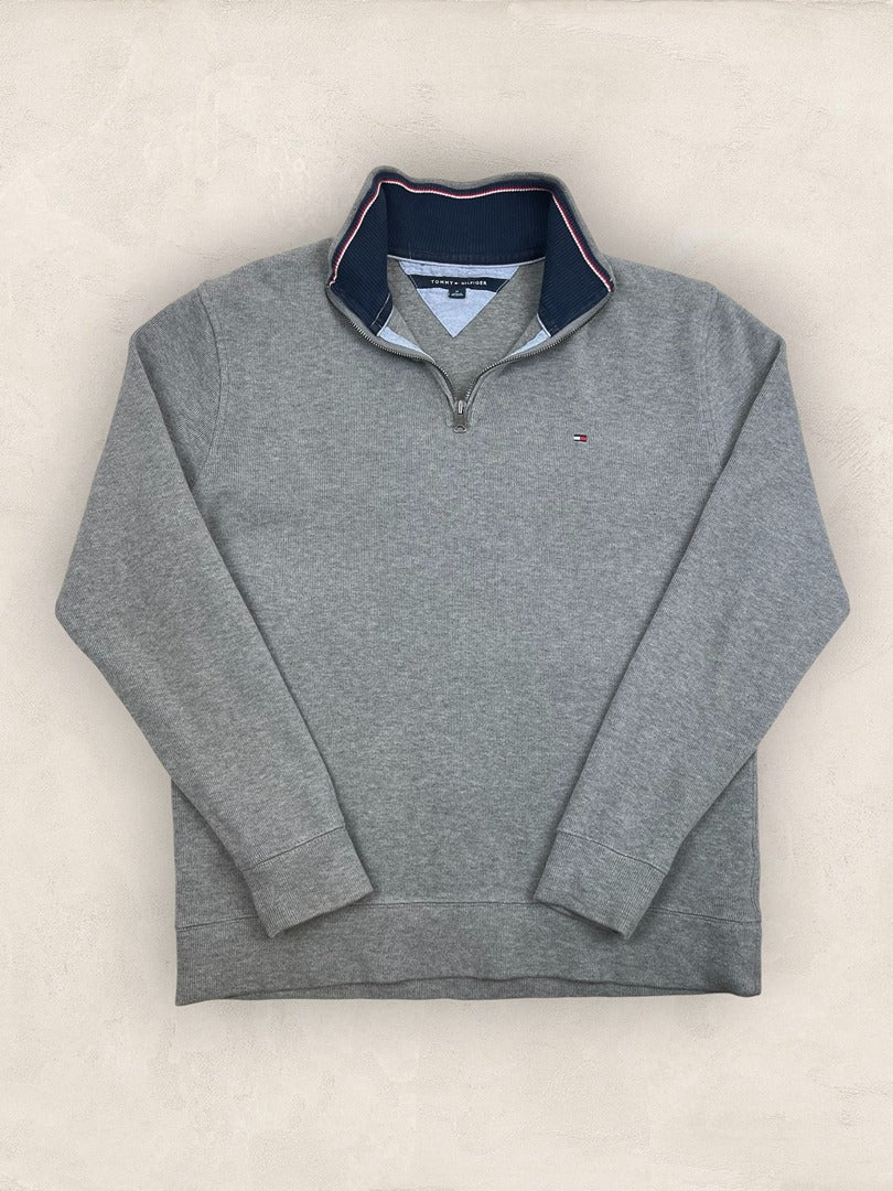Pull 1/4 zip Tommy Hilfiger - Homme M - Gris - Coton - Ts0204 - amifrip