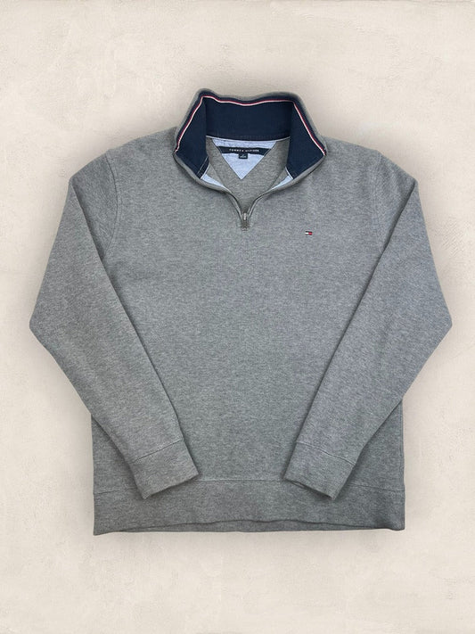 Pull 1/4 zip Tommy Hilfiger - Homme M - Gris - Coton - Ts0204 - amifrip