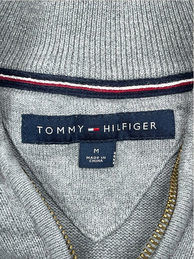 Pull 1/4 Zip Tommy Hilfiger Homme M Gris Très Bon Ts0155 - amifrip