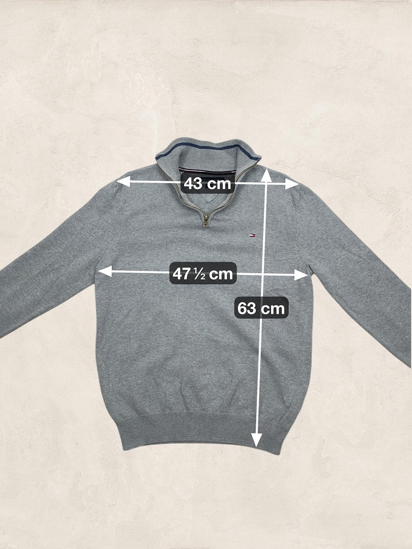 Pull 1/4 Zip Tommy Hilfiger Homme M Gris Très Bon Ts0155 - amifrip