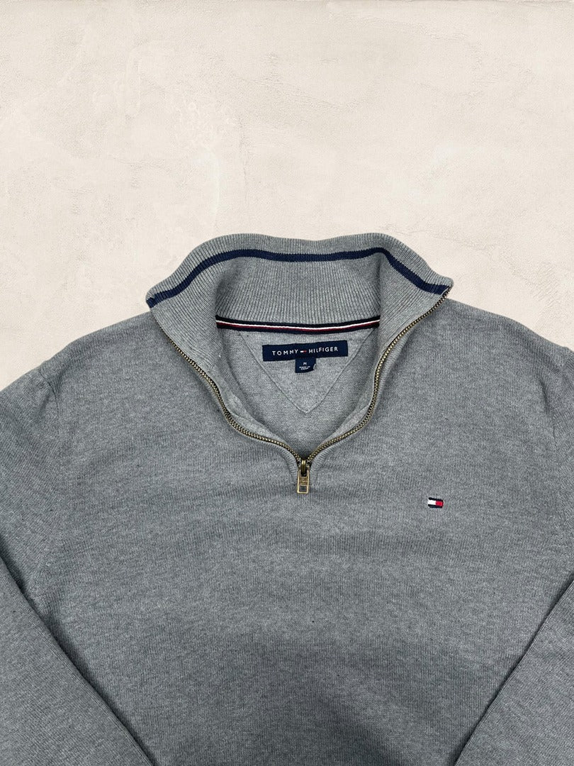 Pull 1/4 Zip Tommy Hilfiger Homme M Gris Très Bon Ts0155 - amifrip