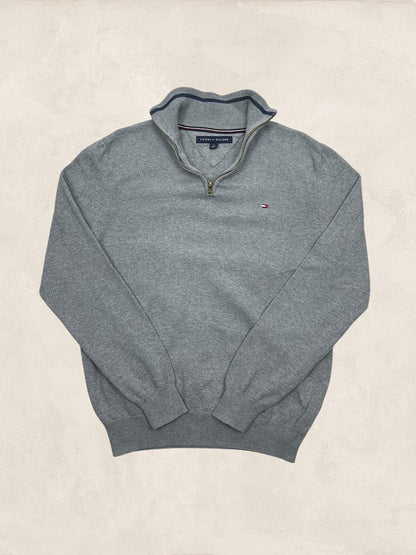 Pull 1/4 Zip Tommy Hilfiger Homme M Gris Très Bon Ts0155 - amifrip