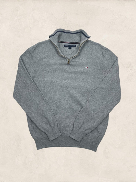 Pull 1/4 Zip Tommy Hilfiger Homme M Gris Très Bon Ts0155 - amifrip