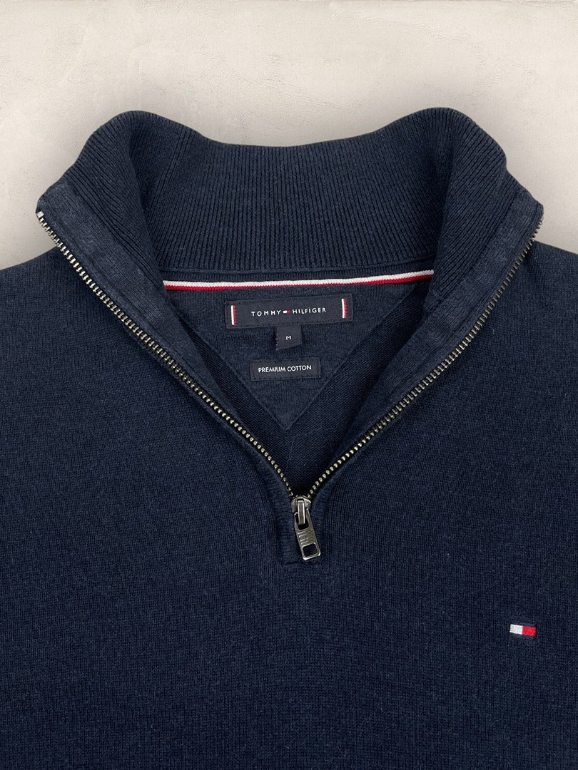 Pull 1/4 zip Tommy Hilfiger - Homme M - marine - Coton - Très bon état - Ts0208 - amifrip