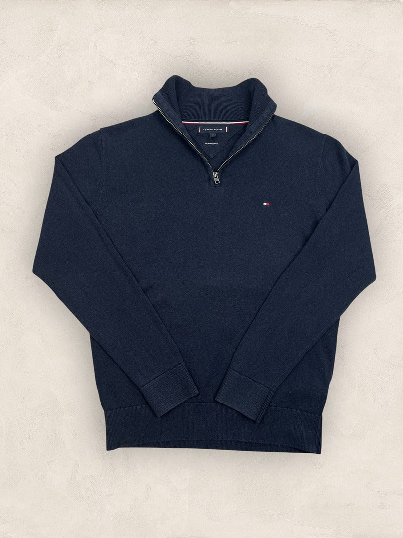 Pull 1/4 zip Tommy Hilfiger - Homme M - marine - Coton - Très bon état - Ts0208 - amifrip