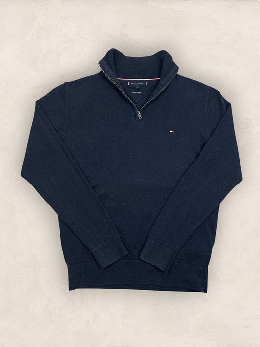 Pull 1/4 zip Tommy Hilfiger - Homme M - marine - Coton - Très bon état - Ts0208 - amifrip