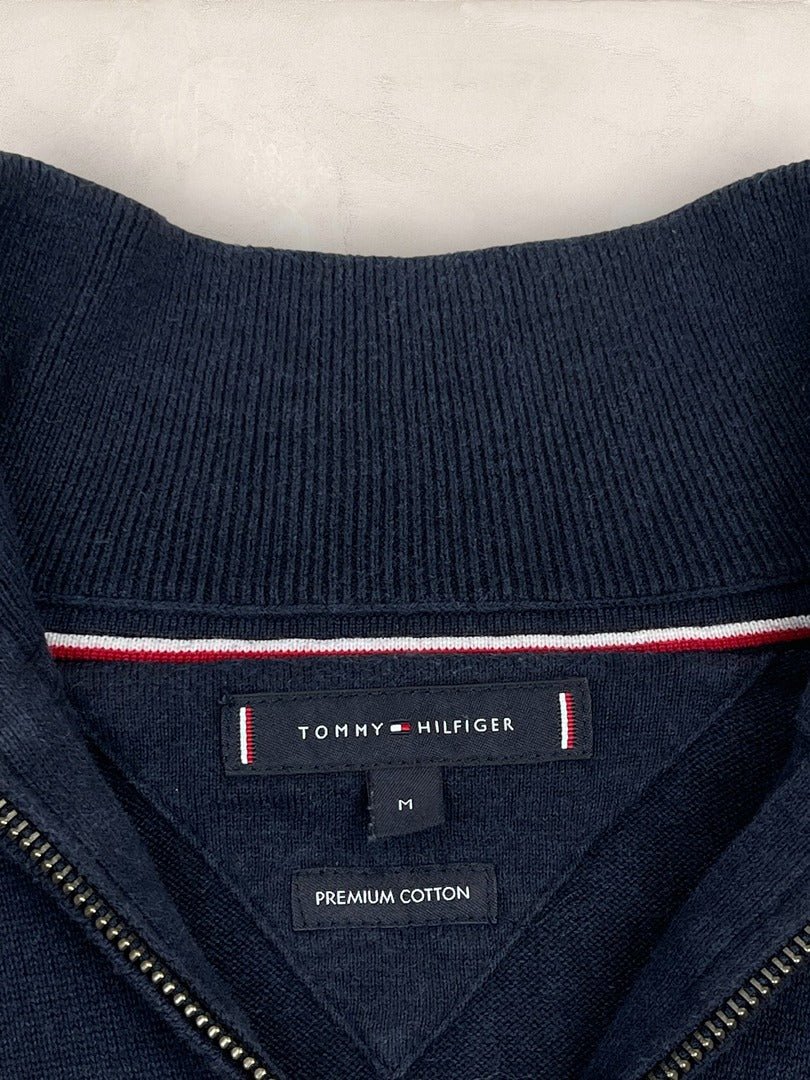 Pull 1/4 zip Tommy Hilfiger - Homme M - marine - Coton - Très bon état - Ts0208 - amifrip