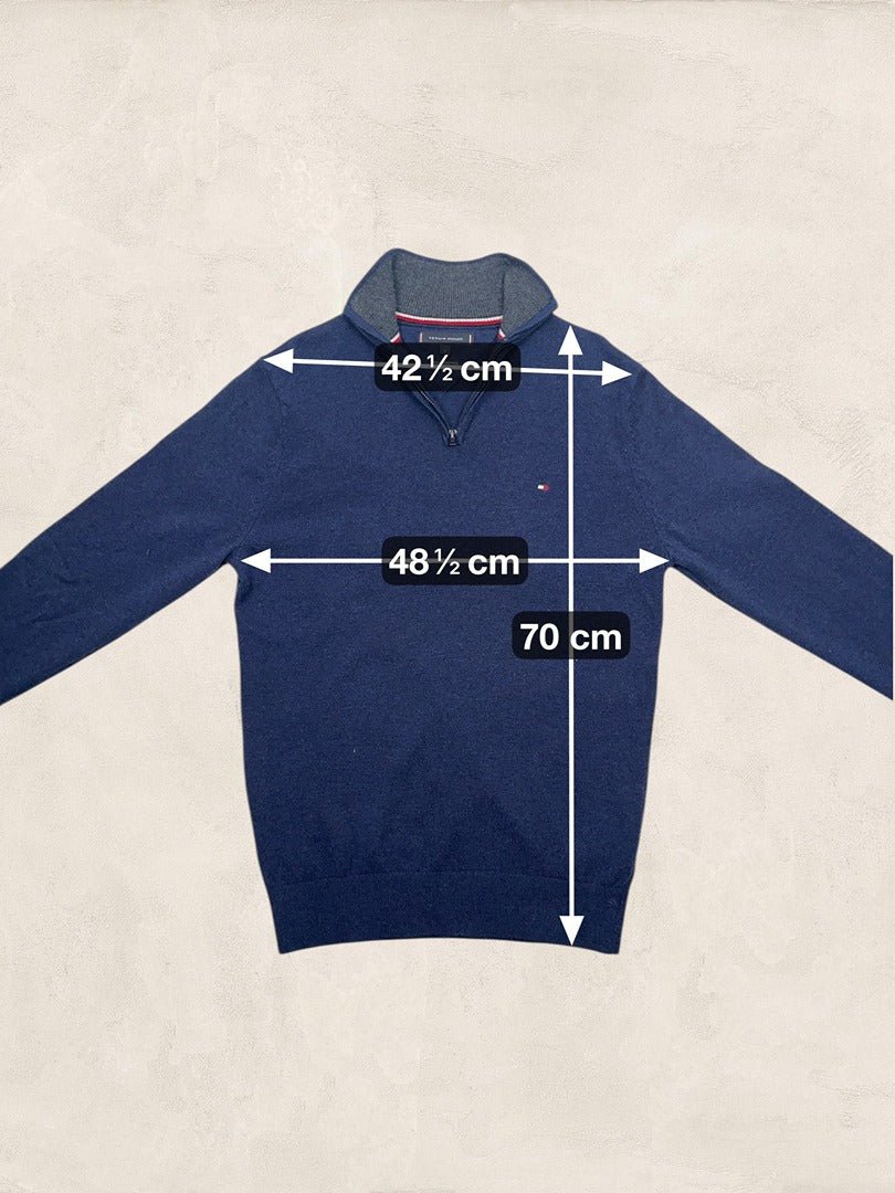 Pull 1/4 Zip Tommy Hilfiger Homme M - Marine - Laine - Très Bon État - Ts0157 - amifrip