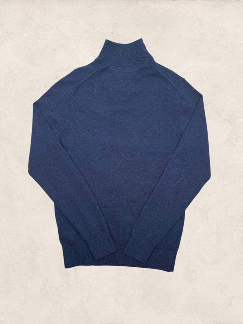 Pull 1/4 Zip Tommy Hilfiger Homme M - Marine - Laine - Très Bon État - Ts0157 - amifrip
