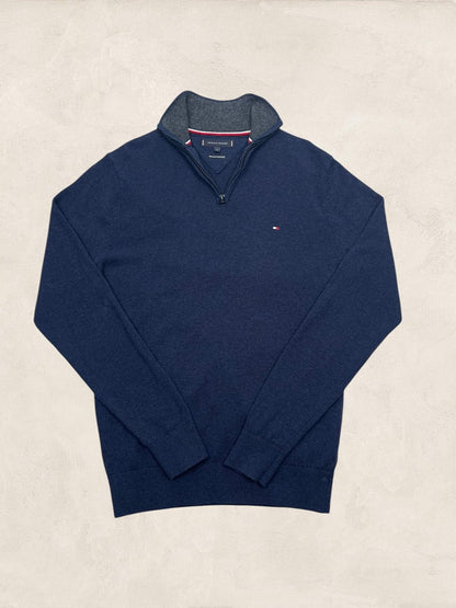 Pull 1/4 Zip Tommy Hilfiger Homme M - Marine - Laine - Très Bon État - Ts0157 - amifrip