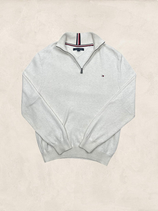 Pull 1/4 Zip Tommy Hilfiger Homme - S - Blanc/gris - Très Bon État - Ts0156 - amifrip