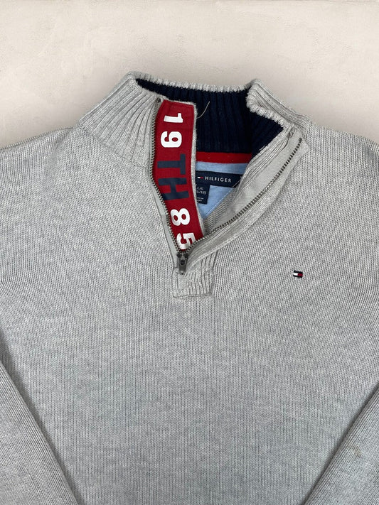 Pull 1/4 zip Tommy Hilfiger - Homme S - Gris - Coton - Vl0329 - amifrip