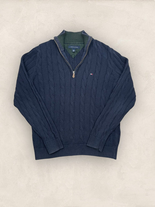 Pull 1/4 Zip Tommy Hilfiger - Homme S - Marine - Très Bon État - Ts0129 - amifrip