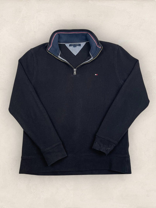Pull 1/4 Zip Tommy Hilfiger Homme S Noir Coton - Vl0318 - amifrip