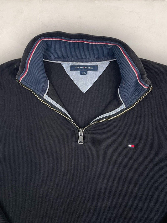 Pull 1/4 Zip Tommy Hilfiger Homme S Noir Coton - Vl0318 - amifrip