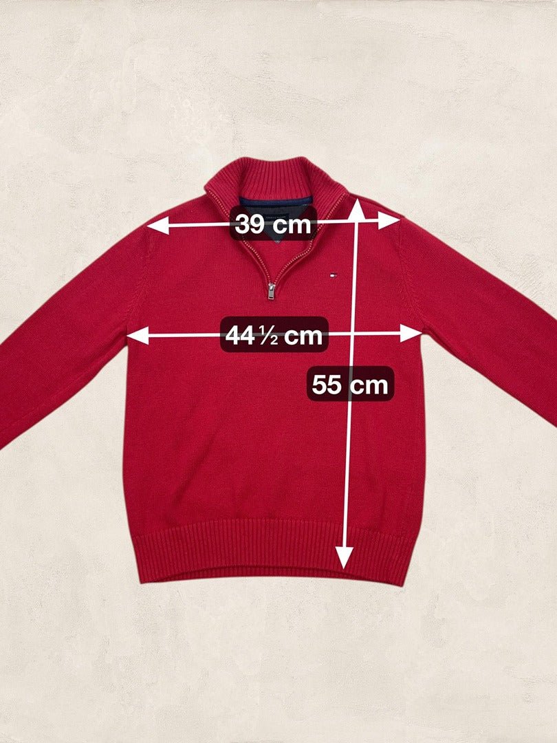 Pull 1/4 Zip Tommy Hilfiger Homme S - Rouge - Coton - Très Bon État - Ts0168 - amifrip