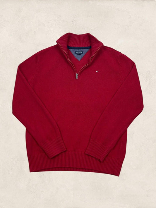 Pull 1/4 Zip Tommy Hilfiger Homme S - Rouge - Coton - Très Bon État - Ts0168 - amifrip