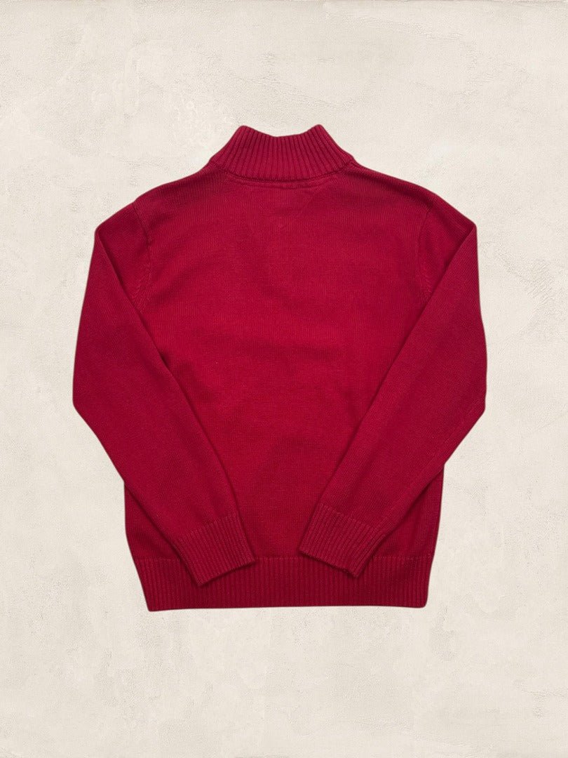 Pull 1/4 Zip Tommy Hilfiger Homme S - Rouge - Coton - Très Bon État - Ts0168 - amifrip