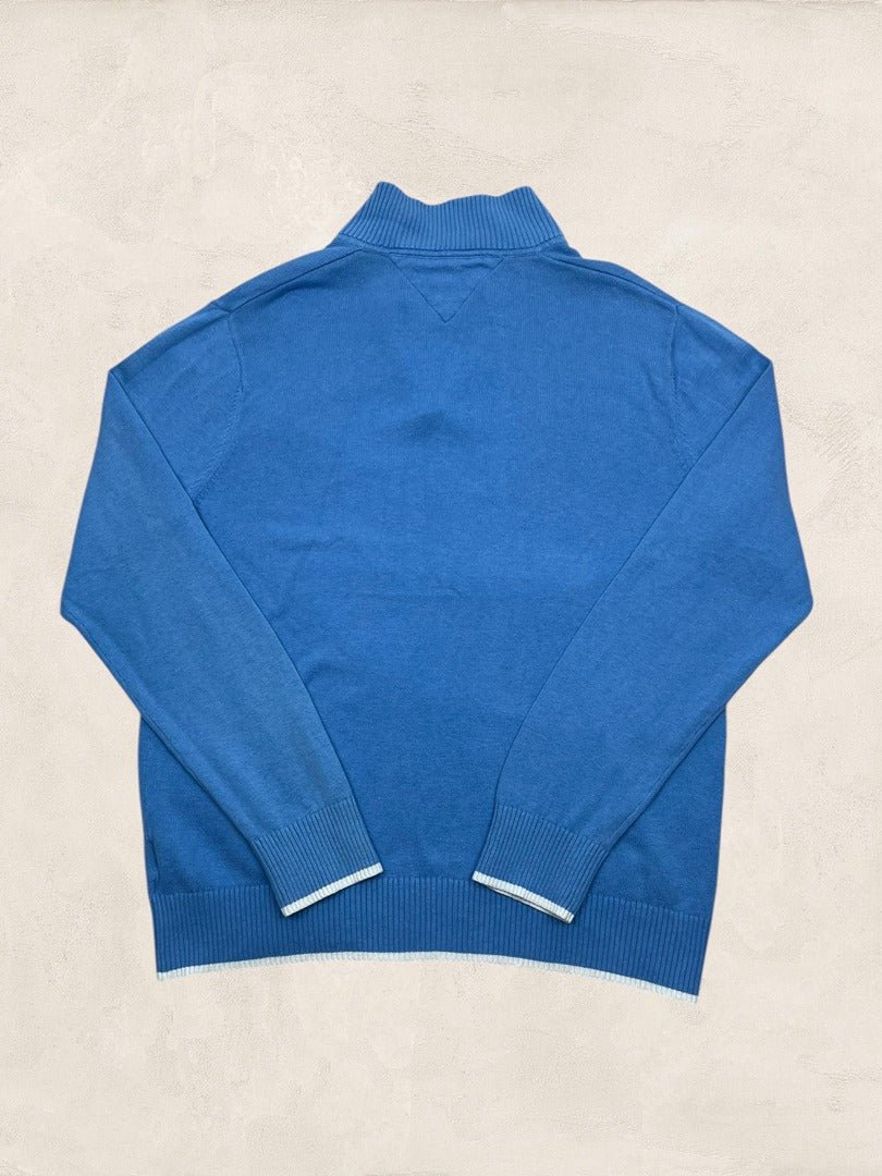 Pull 1/4 Zip Tommy Hilfiger Homme Xl Bleu Coton Très Bon État - Ts0160 - amifrip