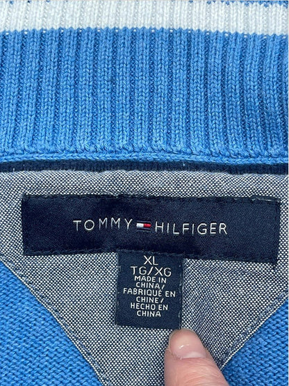Pull 1/4 Zip Tommy Hilfiger Homme Xl Bleu Coton Très Bon État - Ts0160 - amifrip