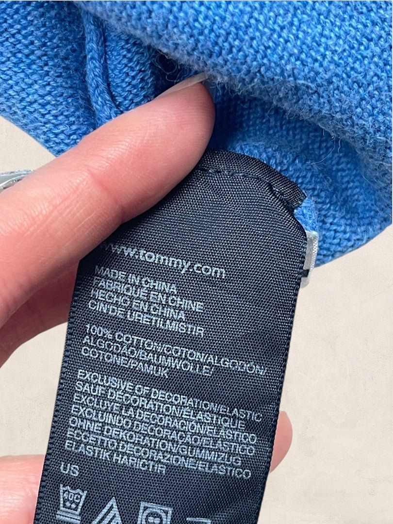 Pull 1/4 Zip Tommy Hilfiger Homme Xl Bleu Coton Très Bon État - Ts0160 - amifrip