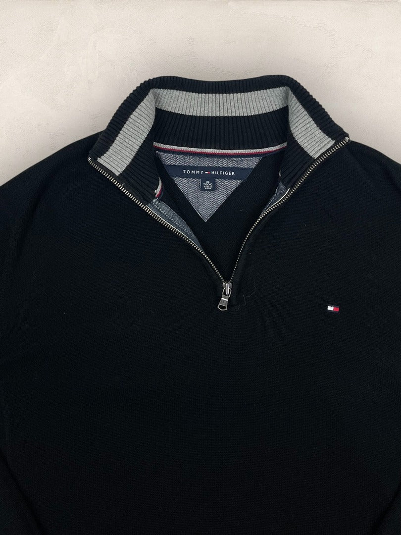 Pull 1/4 zip Tommy Hilfiger - Homme Xl - Noir - Coton - Très bon état - Ts0222 - amifrip