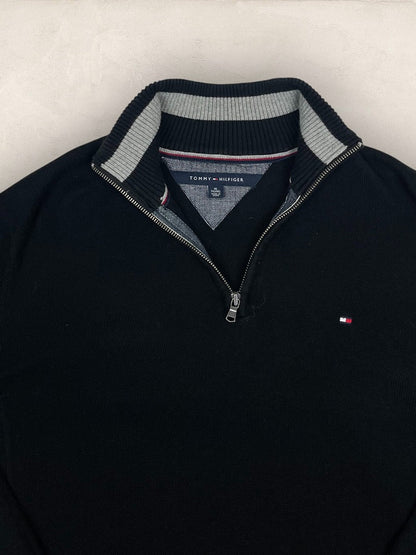 Pull 1/4 zip Tommy Hilfiger - Homme Xl - Noir - Coton - Très bon état - Ts0222 - amifrip