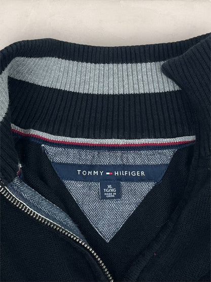 Pull 1/4 zip Tommy Hilfiger - Homme Xl - Noir - Coton - Très bon état - Ts0222 - amifrip