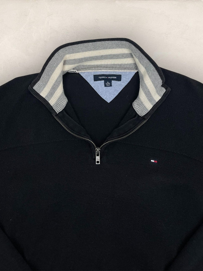 Pull 1/4 zip Tommy Hilfiger - Homme Xl - Noir - Coton - Très bon état - Ts0223 - amifrip