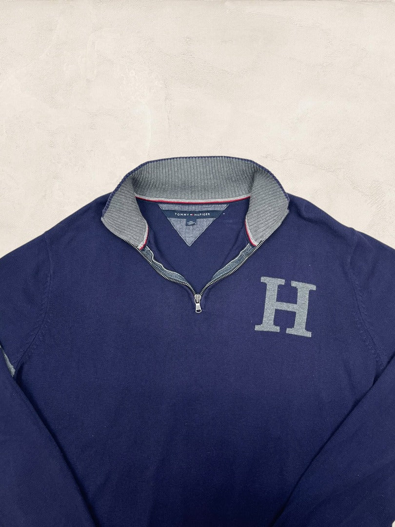 Pull 1/4 zip Tommy Hilfiger - homme Xxl - Bleu marine - Coton - Très bon état - Ts0170 - amifrip