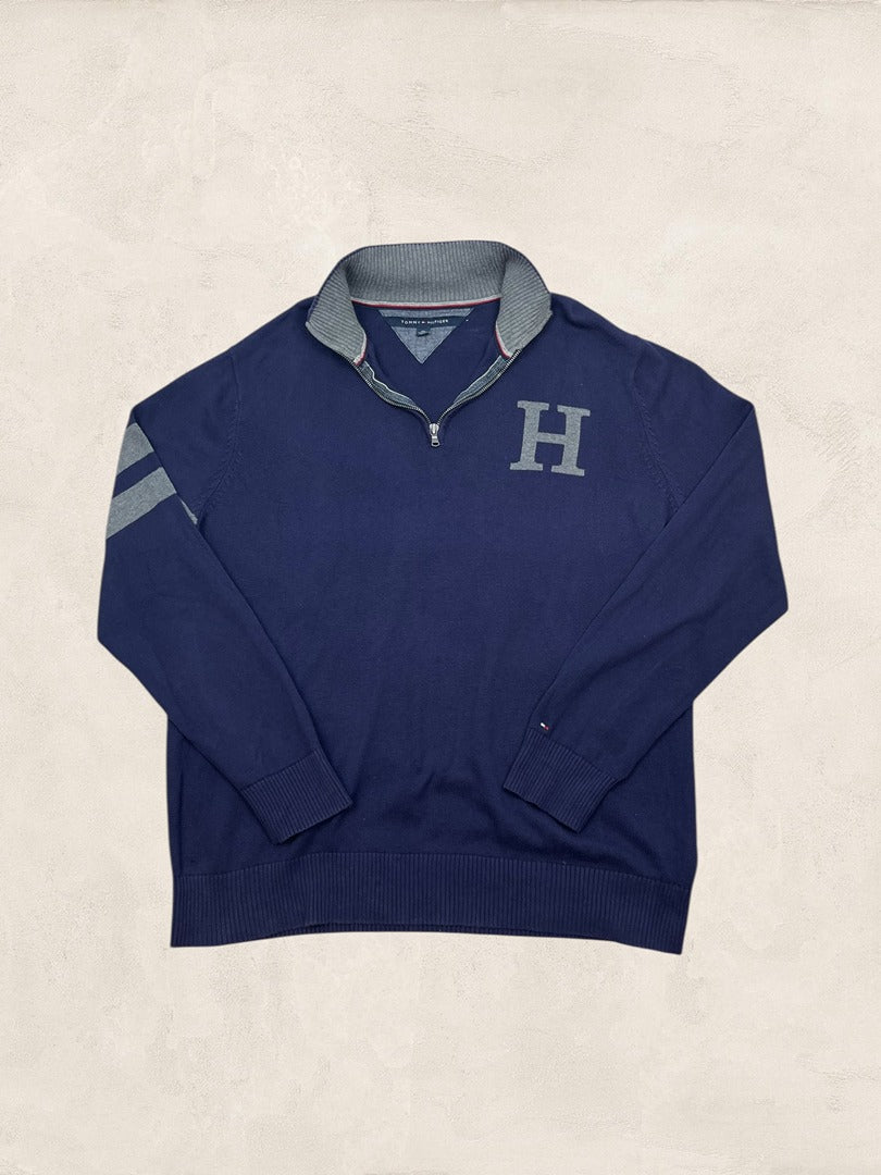 Pull 1/4 zip Tommy Hilfiger - homme Xxl - Bleu marine - Coton - Très bon état - Ts0170 - amifrip