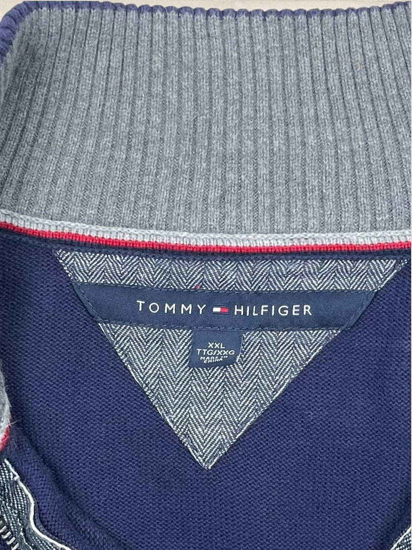 Pull 1/4 zip Tommy Hilfiger - homme Xxl - Bleu marine - Coton - Très bon état - Ts0170 - amifrip