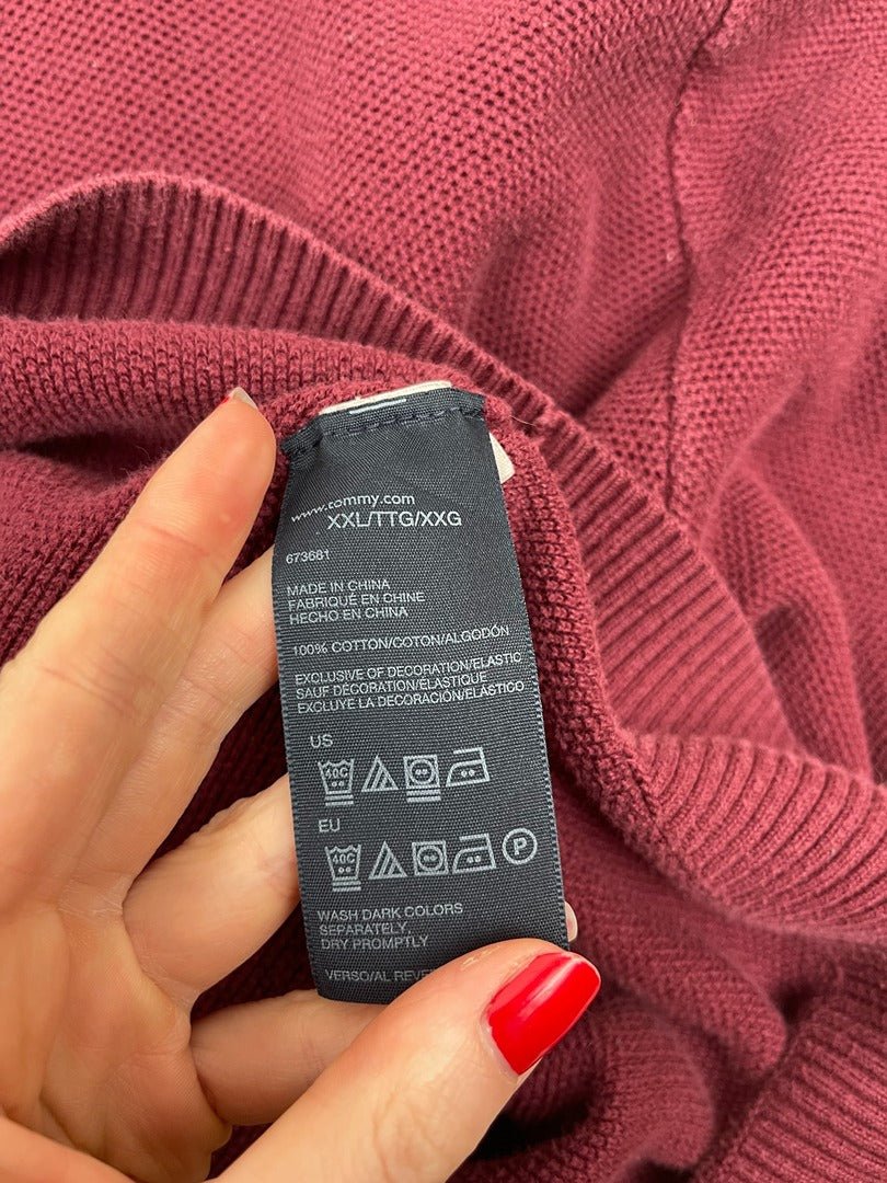 Pull 1/4 zip Tommy Hilfiger - Homme Xxl - Bordeaux - Coton - Très bon état - Ts0233 - amifrip